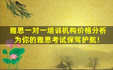 雅思一对一培训机构价格分析 为你的雅思考试保驾护航！